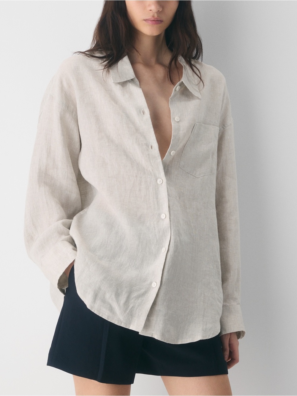 Aritzia Wilfred reminisce relaxed linen shirt cream colour size S